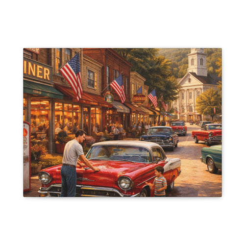 Vintage Main Street Canvas – Classic American vintage 12x9