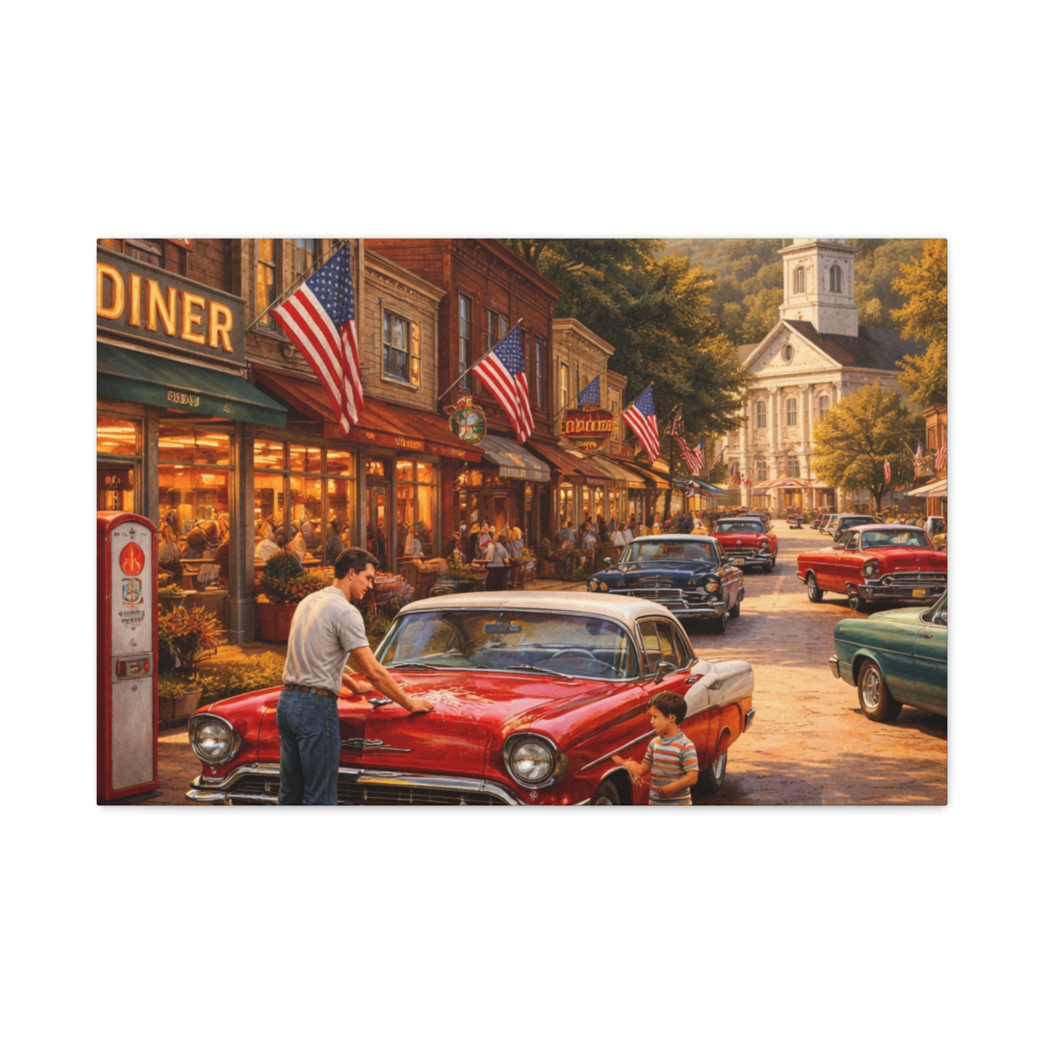 Vintage Main Street Canvas – Classic American vintage 12x9