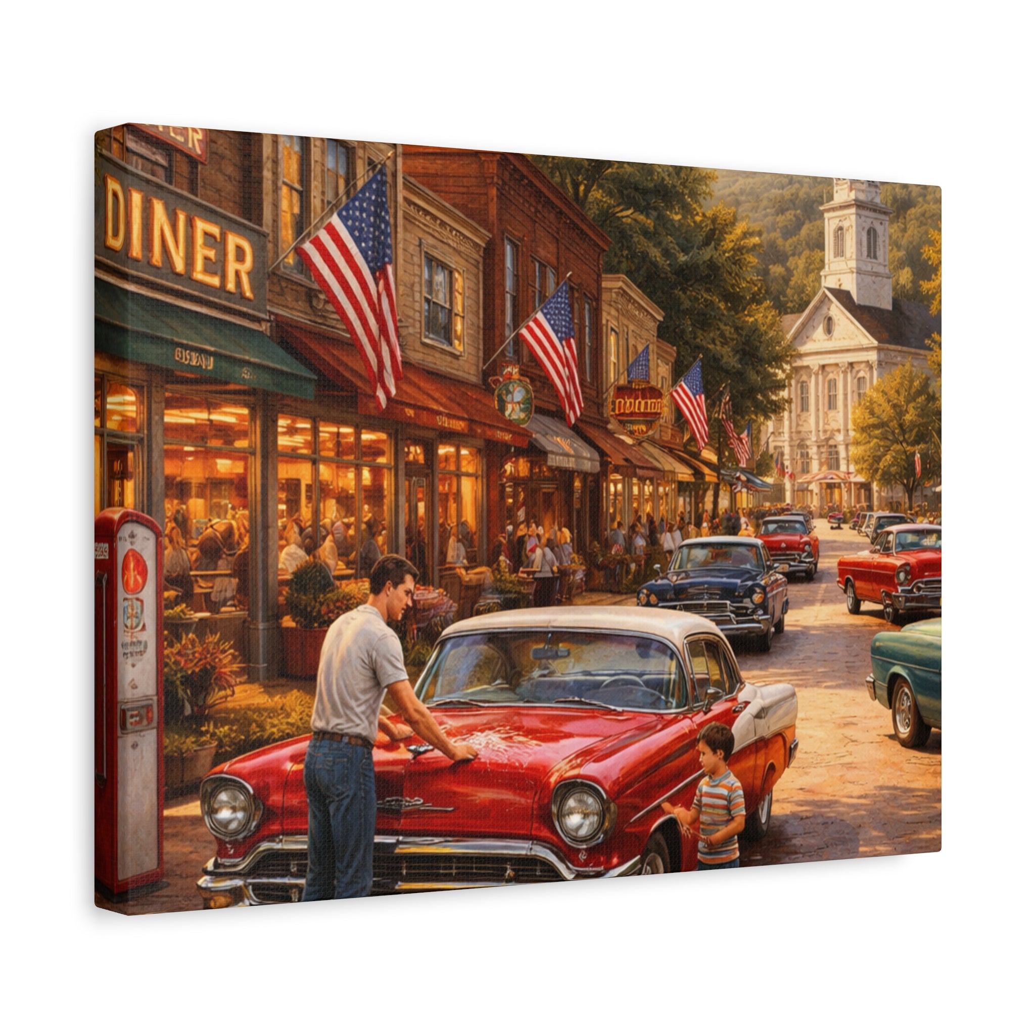 Vintage Main Street Canvas – Classic American vintage 12x9