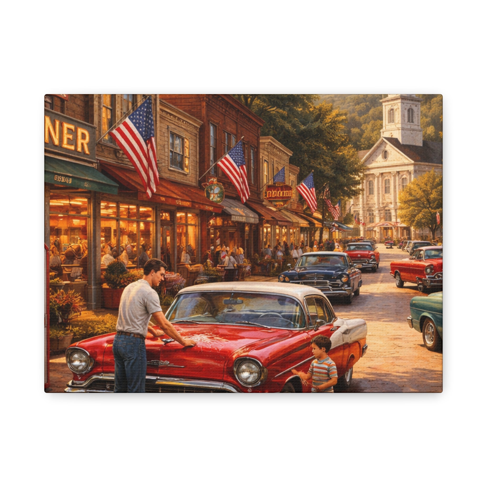 Vintage Main Street Canvas – Classic American vintage 12x9