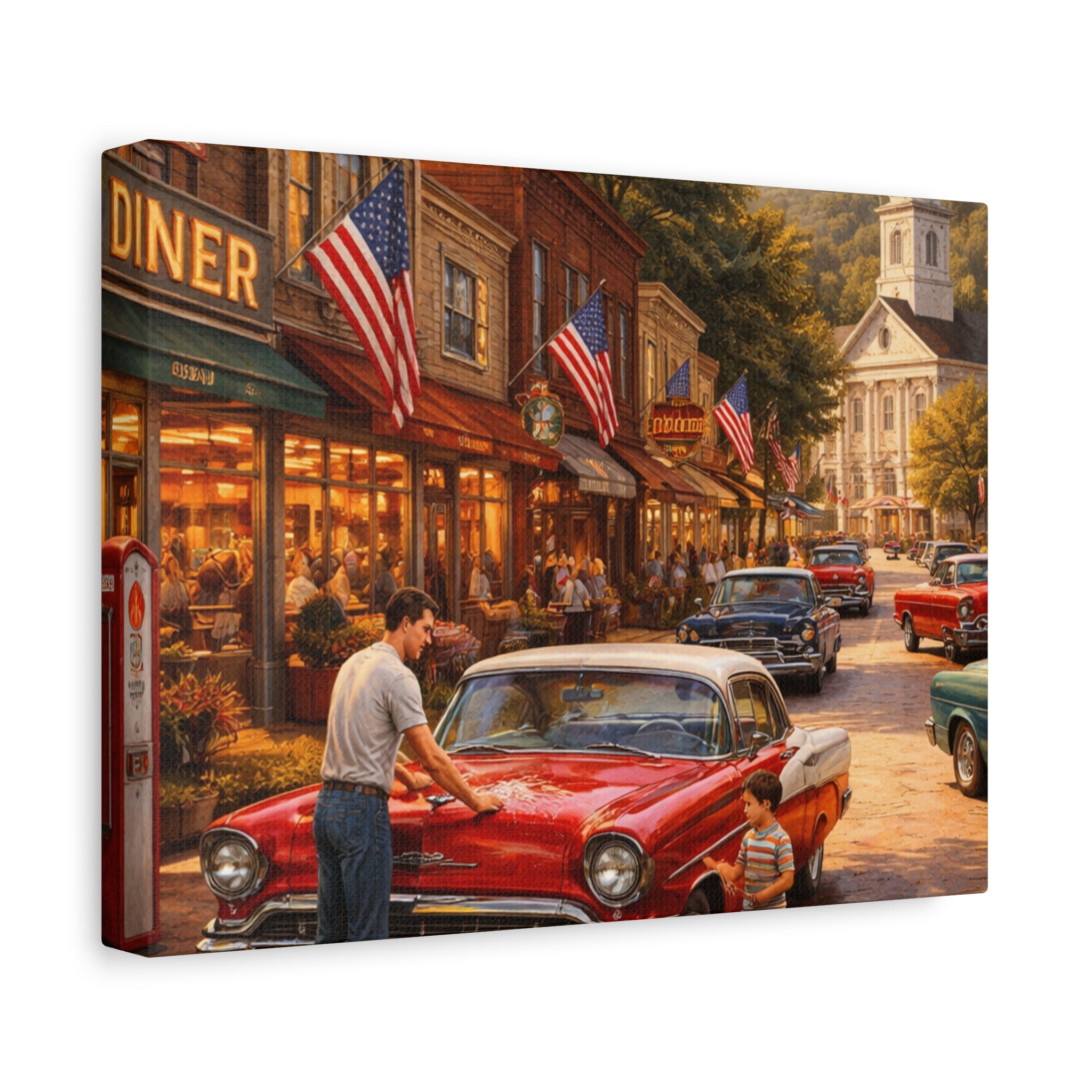 Vintage Main Street Canvas – Classic American vintage 12x9